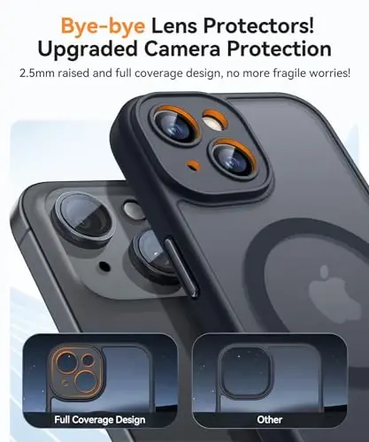CANSHN Magnetic for iPhone 14 Case, Upgraded [Full Camera Protection] [Compatible with Magsafe] [Translucent Matte] Shockproof Protective Phone Case for iPhone 14 6.1