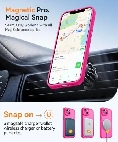 CANSHN Magnetic for iPhone 14 Case, Upgraded [Full Camera Protection] [Compatible with Magsafe] [Translucent Matte] Shockproof Protective Phone Case for iPhone 14 6.1