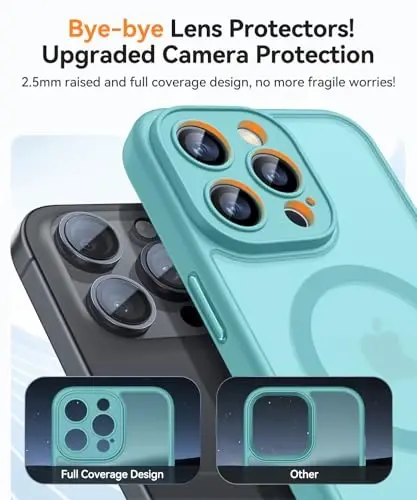 CANSHN Magnetic Compatible with iPhone 16 Pro Case, Upgraded [Full Camera Protection] [Compatible with Magsafe] [Translucent Matte] Shockproof Protective Phone Cover 6.3 Inch - Teal - 4