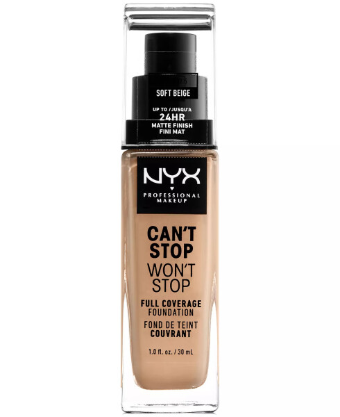 Can't Stop Won't Stop Full Coverage Foundation, 1-oz. 07.5 Soft Beige (medium/light undertone) - 1