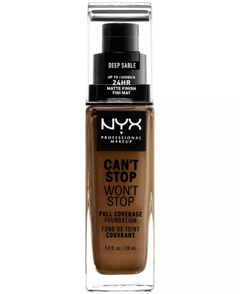 Can't Stop Won't Stop Full Coverage Foundation, 1-oz. 18 Deep Sable (deep/neutral undertone) - 1