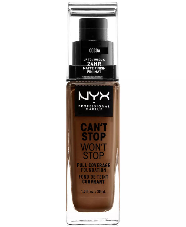 Can't Stop Won't Stop To'liq Qoplamalı Fondöten, 1 oz. 21 Kakao (chuqur chuqur / neytral ohang) - 1