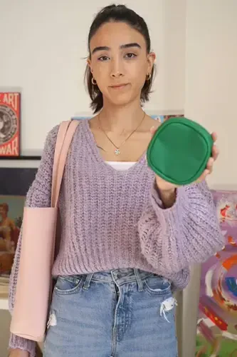 Çanta İçi Organizer Mini Makyaj Çantası -Benetton Yeşili Mini Kozmetik Çantası-Yeşil - 1