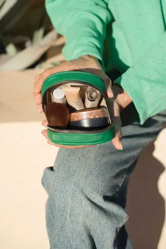 Çanta İçi Organizer Mini Makyaj Çantası -Benetton Yeşili Mini Kozmetik Çantası-Yeşil - 7