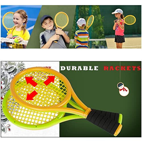 Kids Tennis Rackets with Carrying Bag,Soft Training Balls and Badminton Birdies,12 in 1 Tennis Racquets Gift Set for Children Outdoor Indoor Sports - MODAZONE (1)