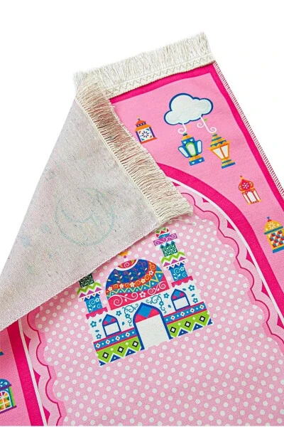 Çantalı Kuran Kursu Elif Ba Kitabı Çocuk Seccade İbadet Seti Pembe-Pembe - 5