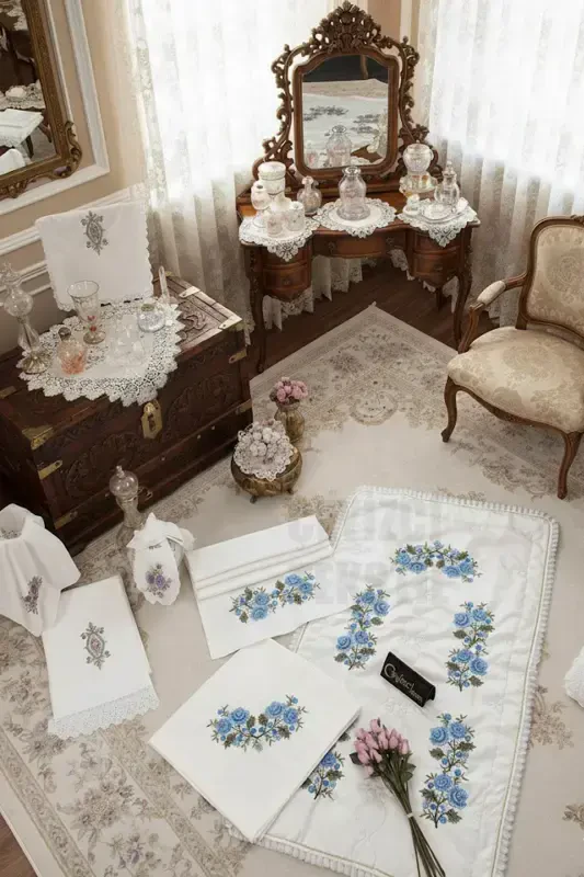 Canvas 3 Piece Prayer Rug Set - Blue-3 Piece - 1