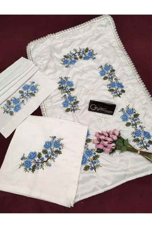 Canvas 3 Piece Prayer Rug Set - Blue-3 Piece - 2