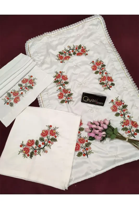 Canvas 3 Piece Prayer Rug Set - Red-3 Pieces - 2