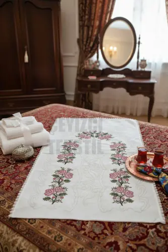 Canvas Embroidered Etamine Fabric Single Prayer Rug - Red-Red 