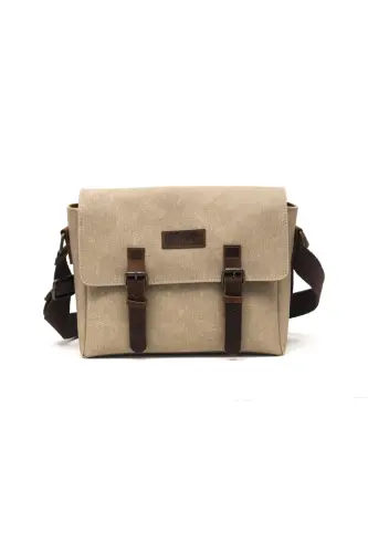 Canvas - Leather Beige Messenger Bag - Design01-Beige - Modazone (1)