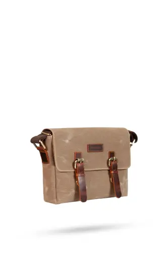 Canvas - Leather Dark Mink Messenger Bag - Design01 - 3