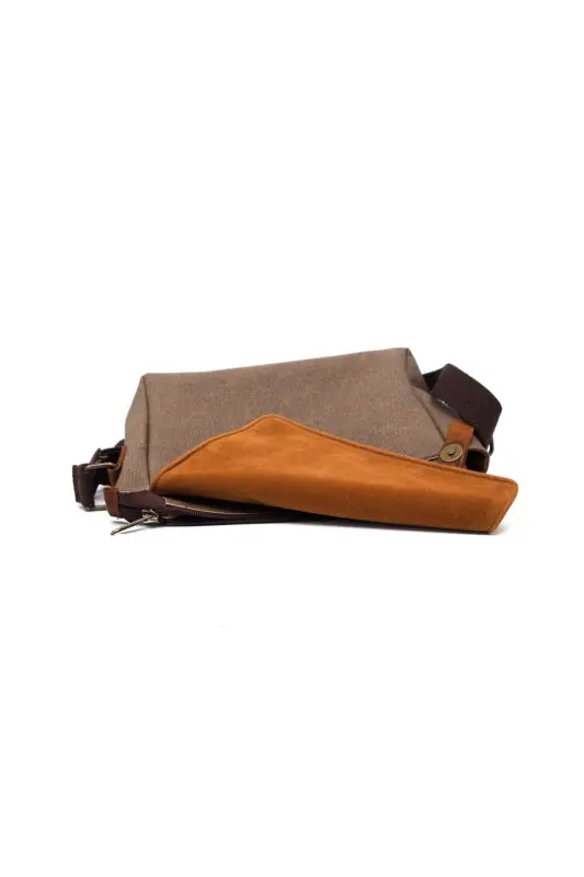 Canvas - Leather Dark Mink Messenger Bag - Design01 - 5