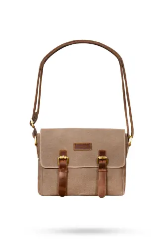 Canvas - Leather Dark Mink Messenger Bag - Design01 