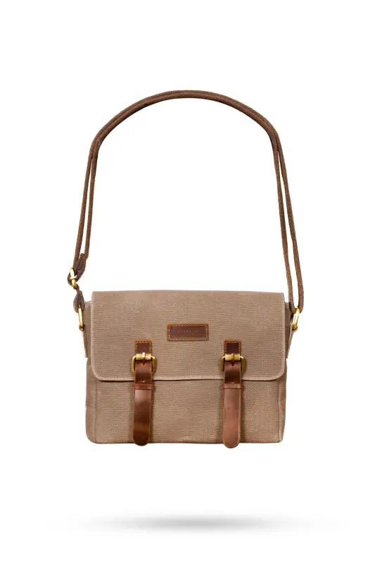 Canvas - Leather Dark Mink Messenger Bag - Design01 - 1