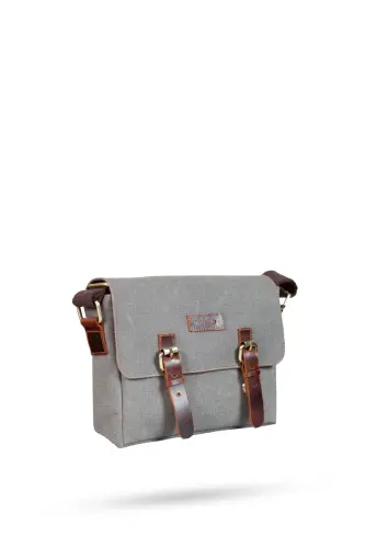 Canvas - Leather Grey Messenger Bag - Design01-Grey - GILLARIO (1)