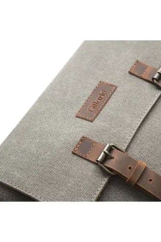 Canvas - Leather Grey Messenger Bag - Design01-Grey - 5