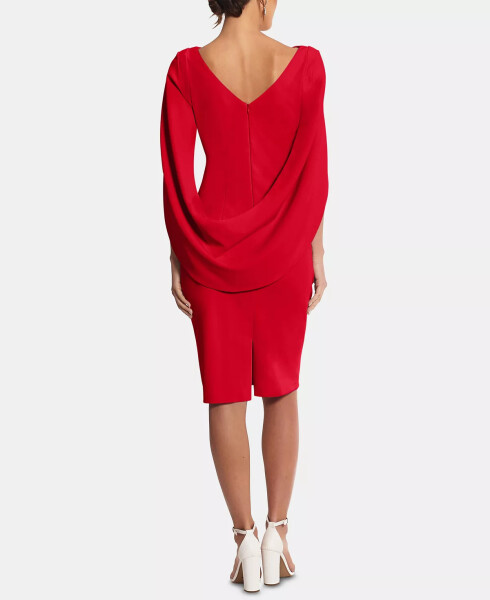 Caped Sheath Dress Red - 6