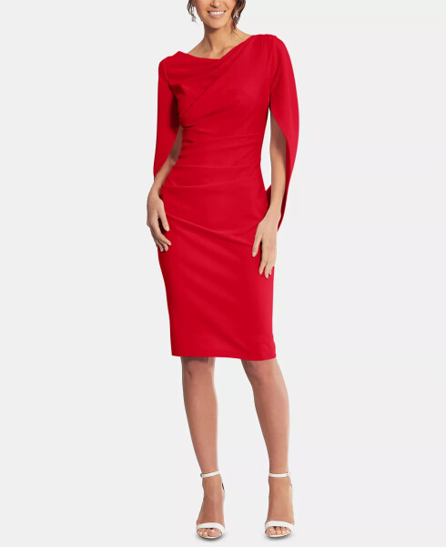 Caped Sheath Dress Red - 1