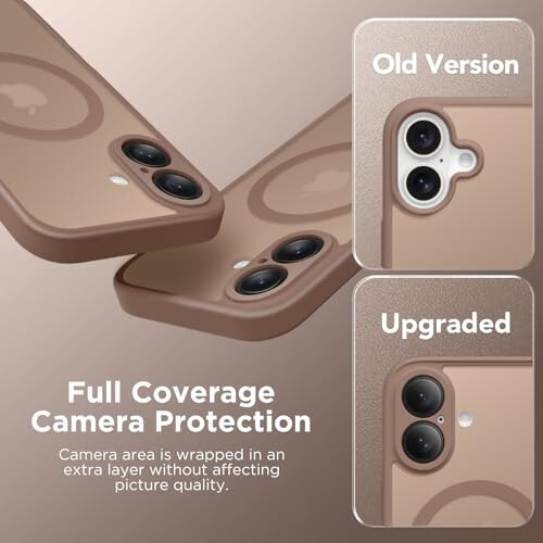 CAPRARO Magnetic Compatible with iPhone 16 Case, Upgraded [Full Camera Protection] [Compatible with MagSafe] Protective Translucent Matte Women Girl Phone Case Cover, Brown - 6