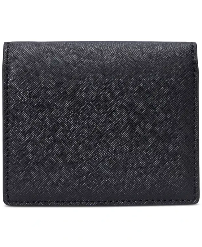 Crosshatch Leather Compact Wallet - Black - 2