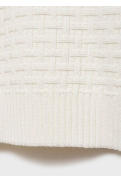 Çapraz örgülü kazak-Kırık Beyaz - 5