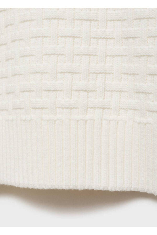 Çapraz örgülü kazak-Kırık Beyaz - 5