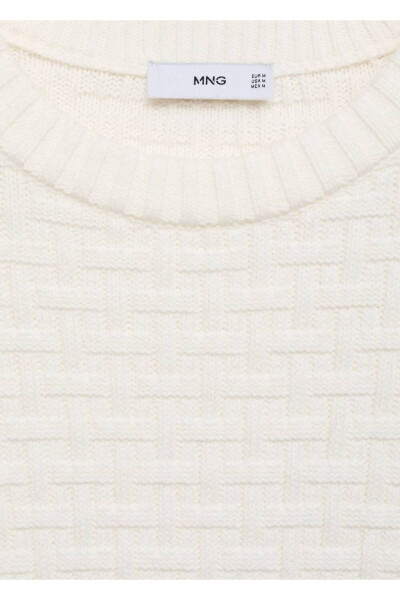 Çapraz örgülü kazak-Kırık Beyaz - 7