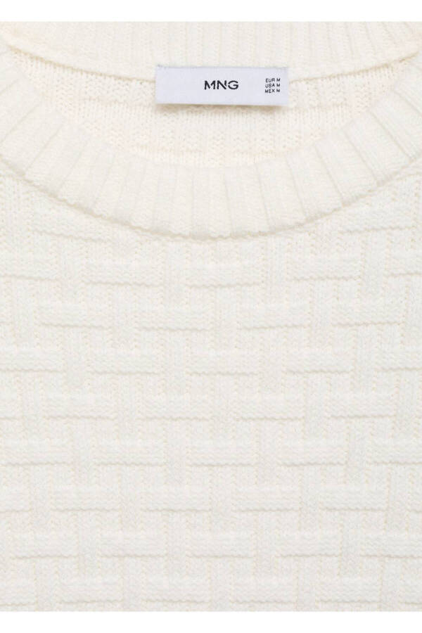 Çapraz örgülü kazak-Kırık Beyaz - 7