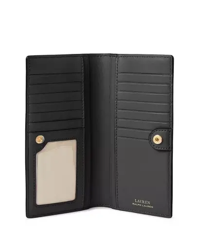 Crosshatch Leather Slim Snapped-Closure Wallet - Black - LAUREN RALPH LAUREN (1)