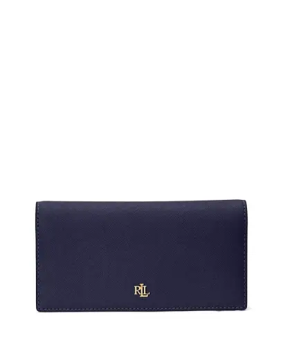 Crosshatch Leather Slim Snapped-Closure Wallet - Refined Navy 