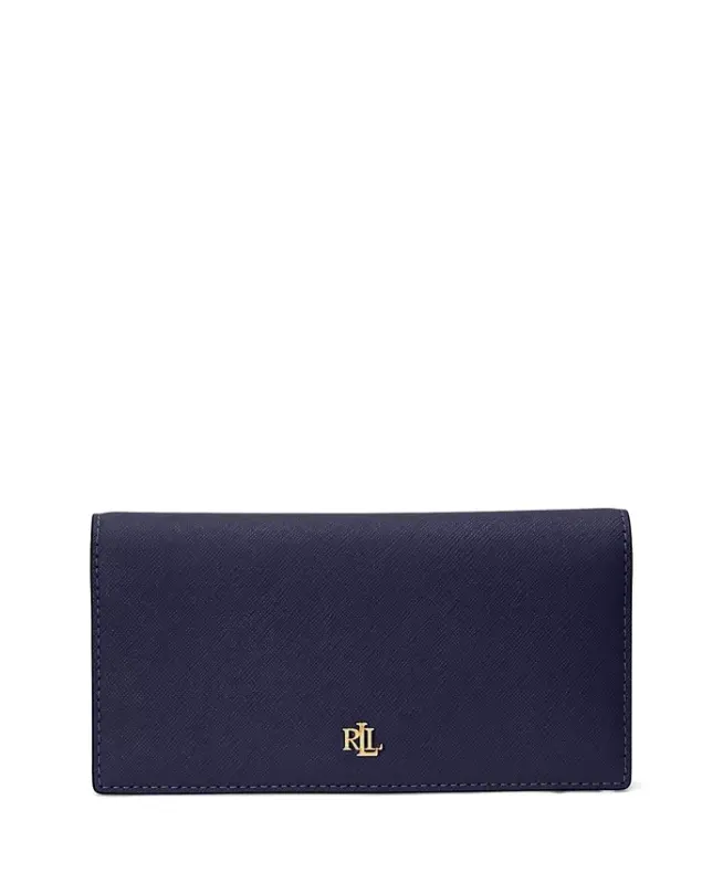 Crosshatch Leather Slim Snapped-Closure Wallet - Refined Navy - 1