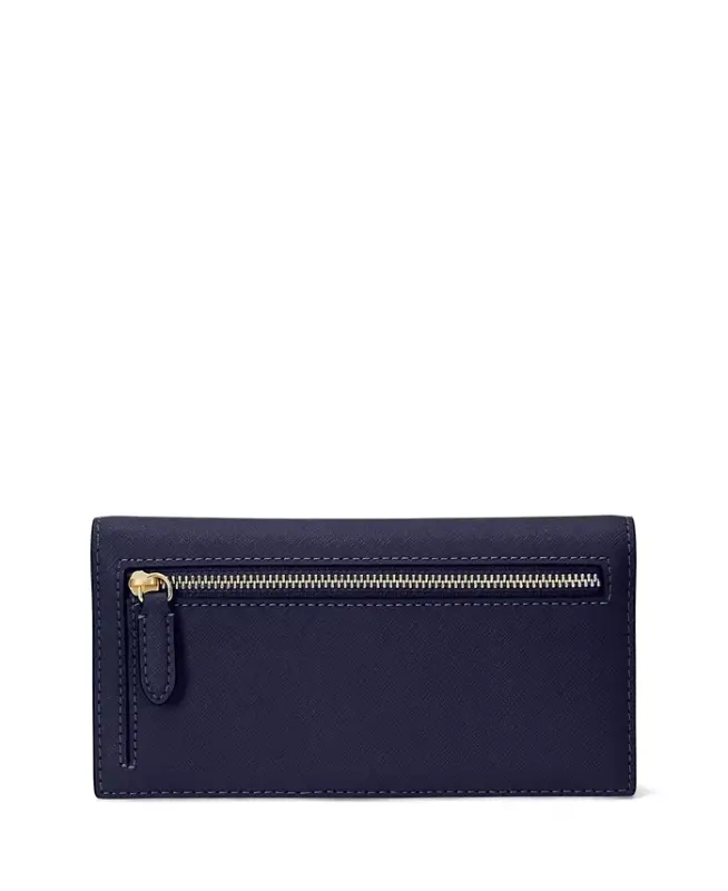 Crosshatch Leather Slim Snapped-Closure Wallet - Refined Navy - 2