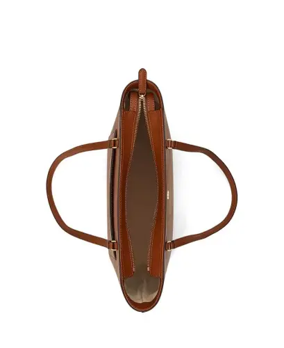 Crosshatch Leather Medium Karly Shopper Tote - Lauren Tan - 4