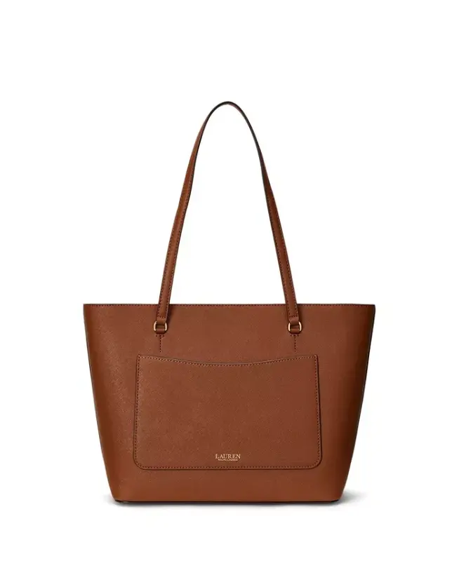 Crosshatch Leather Medium Karly Shopper Tote-Lauren Tan - 2