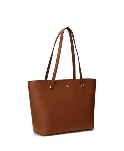 Crosshatch Leather Medium Karly Shopper Tote-Lauren Tan - 3
