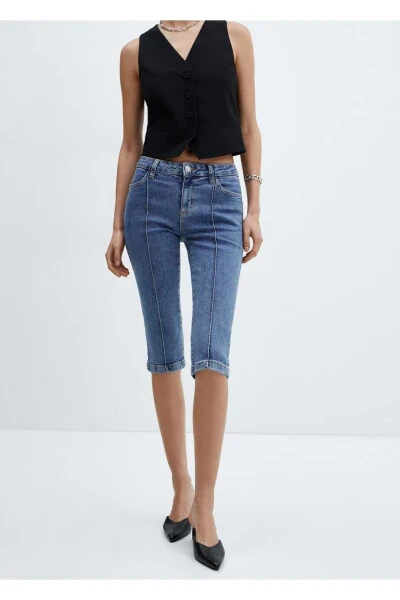 Capri jeans with decorative stitching - MANGO