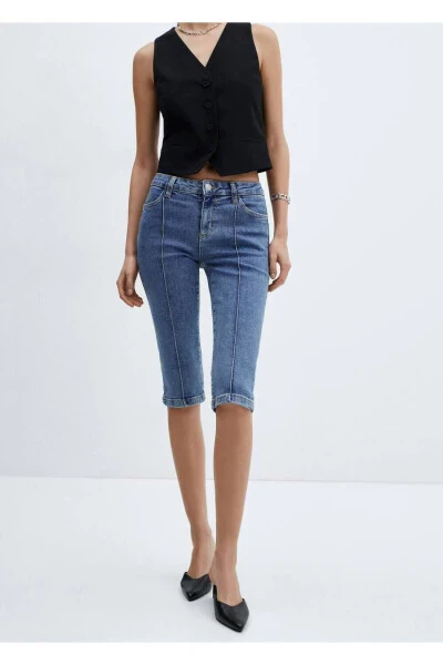 Capri jeans with decorative stitching - 6