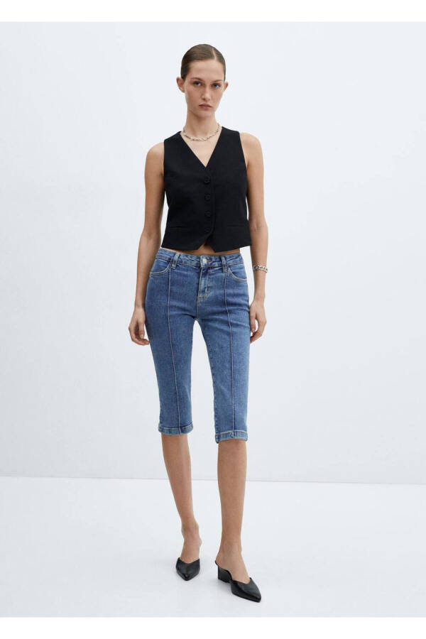 Capri jeans with decorative stitching - 2