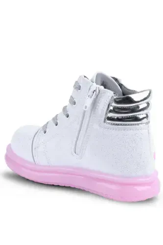 CAPTAIN JUNIOR GIRL KIDS BOOT LIGHTED NON-SLIP SOLE ORTHOPEDIC BGMK 59210-White - 3