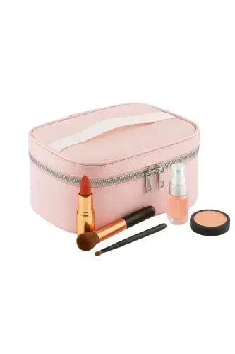 Captain Travel Makeup Organizer Makeup Bag Multifunctional Cosmetic Pouch Pink-Pink - 1