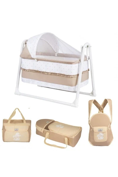 Чақалоқ бешиги ва ташиш комплекти (5 қисм): бешик, портбебе, парвариш сумкаси, кенгуру, памперс ўзгартириш столи. - MAGNAKİDS