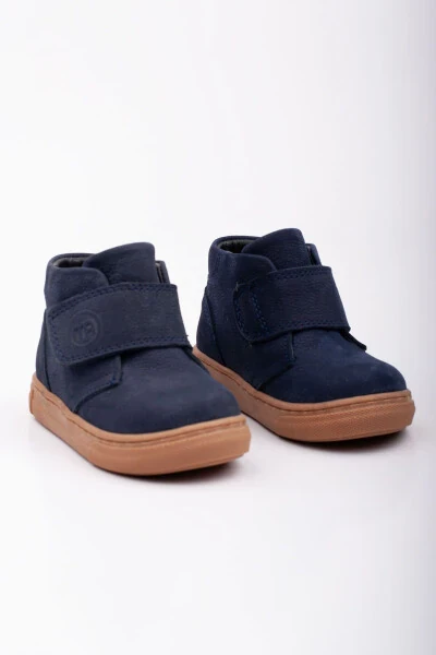 Чақалоқ учун биринчи қадам ортопедик бир темирли ҳақиқий теридан тикилган қора-кўк рангдаги замша ботинкалари - 4