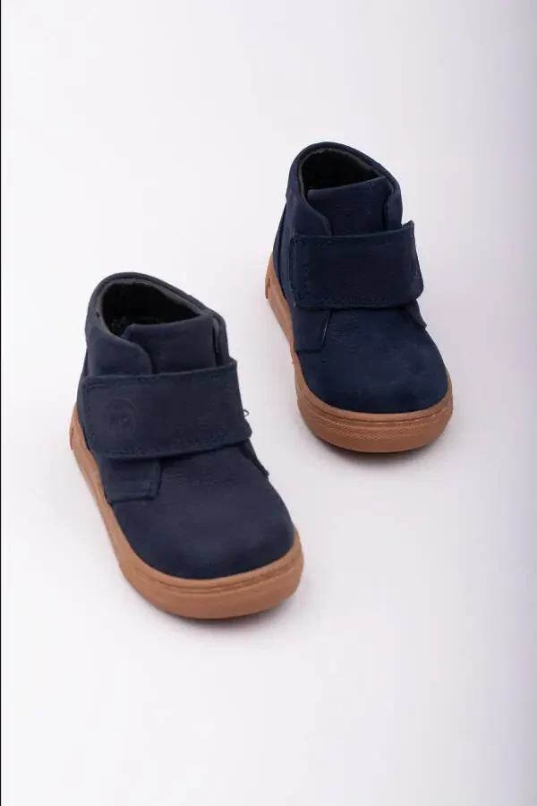 Чақалоқ учун биринчи қадам ортопедик бир темирли ҳақиқий теридан тикилган қора-кўк рангдаги замша ботинкалари - 6