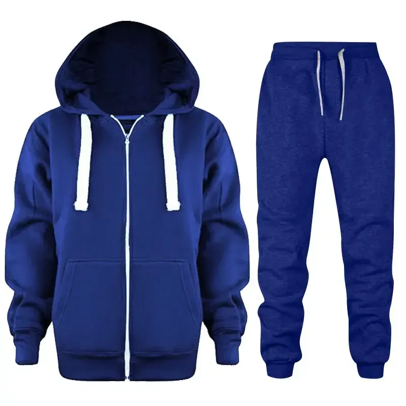 Caqnni 2 Piece Outfit Boys Pullover Hoodies Sweatshirt Suit For Kids Tracksuit Set Fall Winter Outfits (9-10 Years, Z02-Blue) - 2