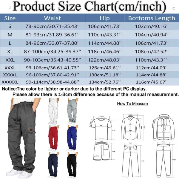 Caqnni Mens Joggers Cargo Pants Open Hem Tracksuit Bottoms Causal Running Workout Trousers with Pockets Jogger Running Straight Leg Cargo Pants Pants (A6-Blue,M)- - CAQNNI