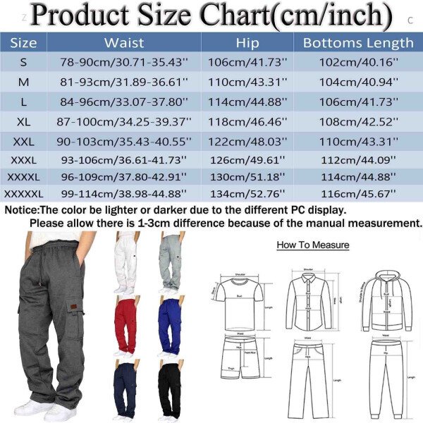 Caqnni Mens Joggers Cargo Pants Open Hem Tracksuit Bottoms Causal Running Workout Trousers with Pockets Jogger Running Straight Leg Cargo Pants Pants (A6-Blue,M)- - CAQNNI
