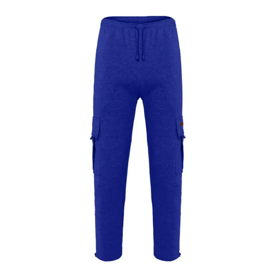 Caqnni Mens Joggers Cargo Pants Open Hem Tracksuit Bottoms Causal Running Workout Trousers with Pockets Jogger Running Straight Leg Cargo Pants Pants (A6-Blue,M) - 2