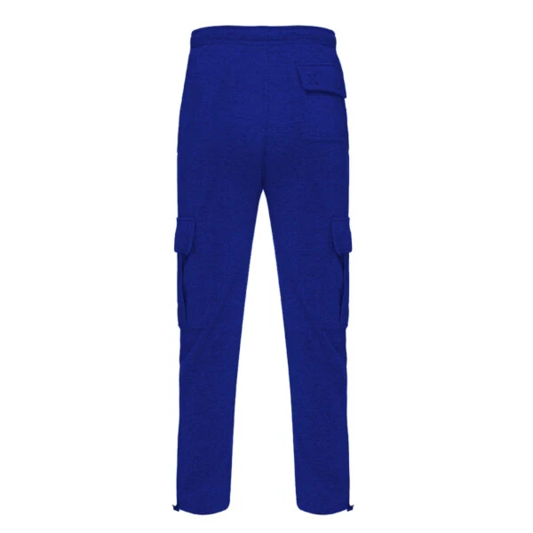 Caqnni Mens Joggers Cargo Pants Open Hem Tracksuit Bottoms Causal Running Workout Trousers with Pockets Jogger Running Straight Leg Cargo Pants Pants (A6-Blue,M) - 3