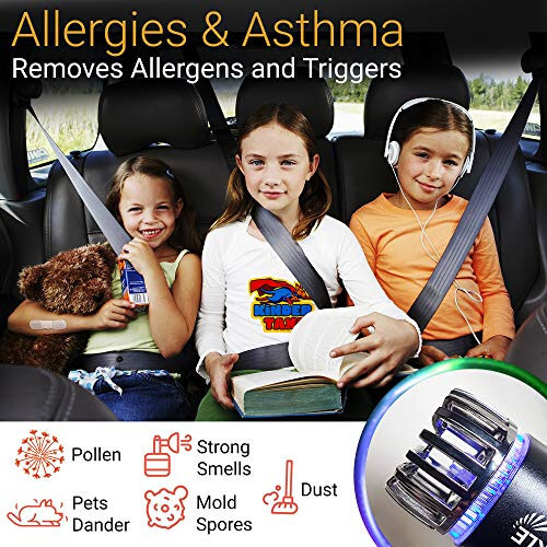 Car Air Purifier Ionizer - 12V Plug-in Ionic Anti-Microbial Car Deodorizer with Dual USB Charger - Smoke Smell, Pet and Food Odors, Allergens, Viruses Eliminator for Car (Matte Black) - 3